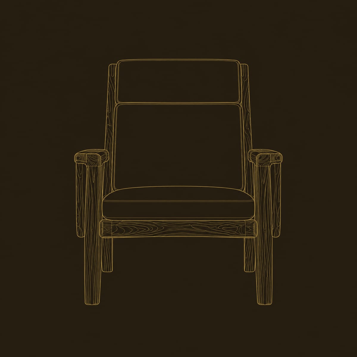 High Back Lounge Chair With Cushioned Seat And Sweeping Arms dimension diagram