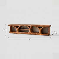 Hollowed Arch TV Stand With Open Shelf Bays dimension diagram with width, height and depth