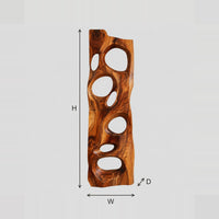 Hollowed Wood Wall Art Panel With Irregular Oval Cutouts dimension diagram with width and height
