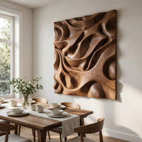 Sculpted Dune Curves, Square Walnut Wall Relief, view 10 — view 10
