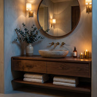 Solid Wood Bathroom Vanity Minimalist Natural Wall Mounted, view 10