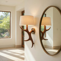 Rustic Wooden Wall Mounted Light With Branch Form For Bedroom, view 10