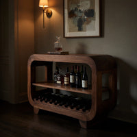 Solid Wood Bar Cabinet Wine With Rounded Edges Dining Island, view 10