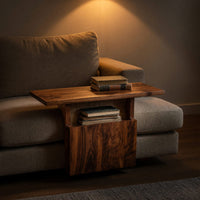 Solid Wood Sofa Arm Table Live Edge Armrest Elegant Living Room, view 10