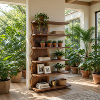 Solid Wood Standing Shelf Scandinavian Natural Corner Space, view 10