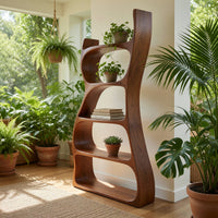 Solid Wood Standing Shelf Elegant Natural Entryway Display, view 10
