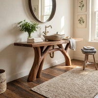 Solid Wood Live Edge Vanity Mid Century Handmade Sink Spa Bathroom, view 10