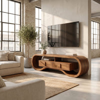 Organic Wood Tv Cabinet For Living Room Media Storage, view 10