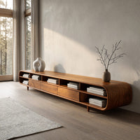 Bent, Fitted, and Pegged: A Long Walnut TV Console, view 10