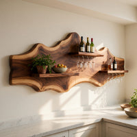 Solid Wood Wine Rack Wall Mounted Shelf Dining Room, view 10