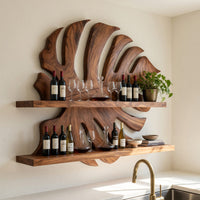 Solid Wood Wine Rack Handcrafted Wall Entryway Beverage Showcase Unit, view 10