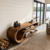 Driftfold Media Console, Carved from Solid Timber, view 10