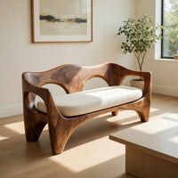 Solid Wood Sofa Mid Century Sculptural Frame Patio, view 10