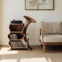 Solid Wood Record Player Stand Handcrafted Media Console, view 10