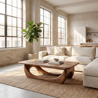 Minimal Coffee Table Smooth Curved Base For Living Room, view 10