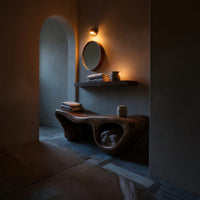 Solid Wood Teak Shower Bench Wave Carved Double Storage Bathroom, view 10