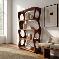 Stacked Offset Bookshelf in Solid Dark Walnut, view 10