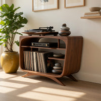 Solid Wood Record Player Stand Mid Century Lounge Corner Space, view 10