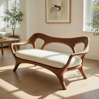 Solid Wood Sofa Statement With Curved Backrest Living, view 10