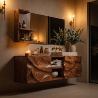Solid Wood Bathroom Vanity Handcrafted Wall Modern, view 10