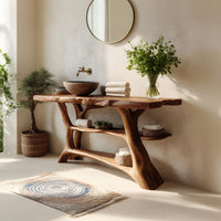 Solid Wood Live Edge Vanity Farmhouse Bathroom Solid Rustic Bathroom, view 10