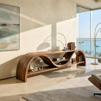 Ribbonwave Walnut TV Console with Open Display Shelf, view 10