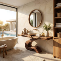 Solid Wood Bathroom Vanity Luxury With Organic S Curve Support, view 10