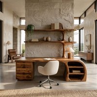 Trunk-Form Desk with Branching Wall Shelf Column, view 10