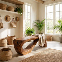 Minimal Organic Bench With Smooth Curved Form For Entryway, view 10