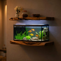 Solid Wood Aquarium Stand Cozy Living Room Rustic Floating Shelf, view 10