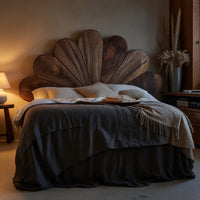 Solid Wood Headboard Boho Flower Petal Bed Queen King Bedroom, view 10