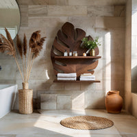 Solid Wood Corner Wall Bathroom Shelf Leaf, II, view 10