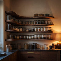 Solid Wood Spice Rack Rustic Style Kitchen Cabinet With Handmade Storage, view 10