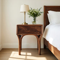 Solid Wood Nightstand Arch Leg With Drawer Bedroom, view 10
