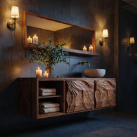 Solid Wood Bathroom Vanity Minimal Sculptural, view 10