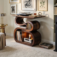 Solid Wood Record Player Stand Mid Century Console Vinyl Collection Area, view 10