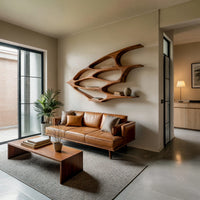 Leafwing Wall Bookshelf, Carved from Solid Walnut, view 10
