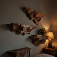 Solid Wood Natural Wood Floating Shelves Live Edge Shelf Living Room, view 10