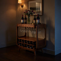 Solid Wood Bar Cabinet Handcrafted Wine With Storage Dining Room, view 10
