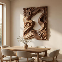 Parted Waves Walnut Wall Art Panel, Deep Relief, view 10 — view 10
