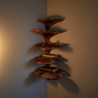 Solid Wood Corner Shelf Rustic Leaf Living Room Wall Decor Display, view 10