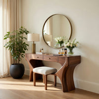 Solid Wood Dressing Table Artistic Handmade Vanity With Drawers Bedroom, view 10