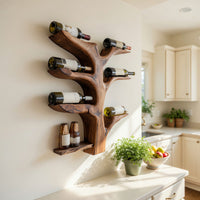 Solid Wood Wine Rack Tree Style Wall Kitchen, view 10
