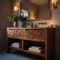 Solid Wood Bathroom Vanity Rustic With Two Drawers, view 10