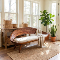 Modern Woven Leaf Shape Bench For Garden Interior Space, view 10