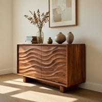 Solid Wood Sideboard Wave Carving Kitchen, view 10