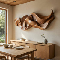 Drifting Ribbon Wall Sculpture in Warm Grained Hardwood, view 10 — view 10