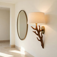 Rustic Wood Wall Light With Undulating Shape For Bedroom Decor, view 10