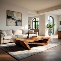 Foldline Coffee Table, Angular Solid Wood Sculpture, view 10