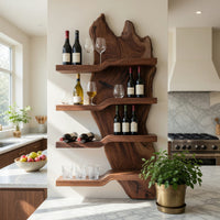 Solid Wood Wine Rack Minimalist Kitchen Wall, view 10